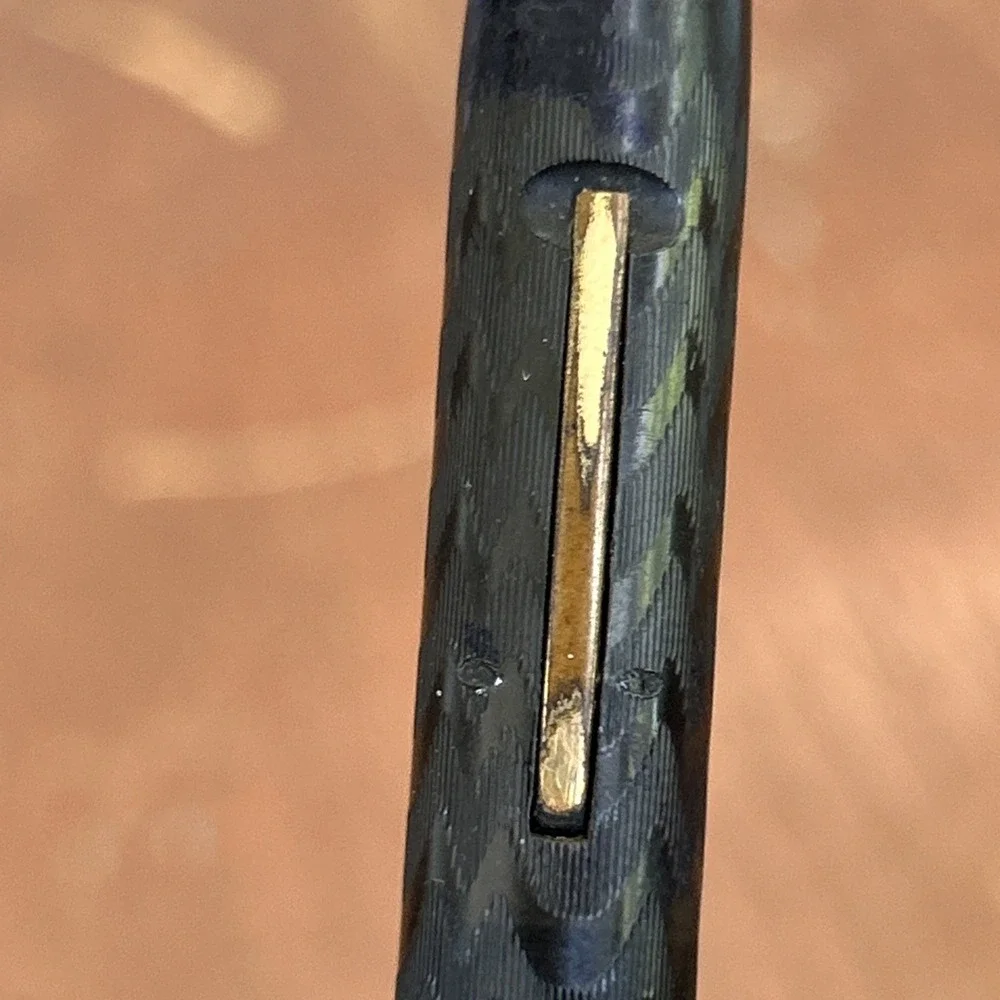 1920s Sheaffer Self Filling Pen W Gold Nib Chase Ebonite Flat Ring Top